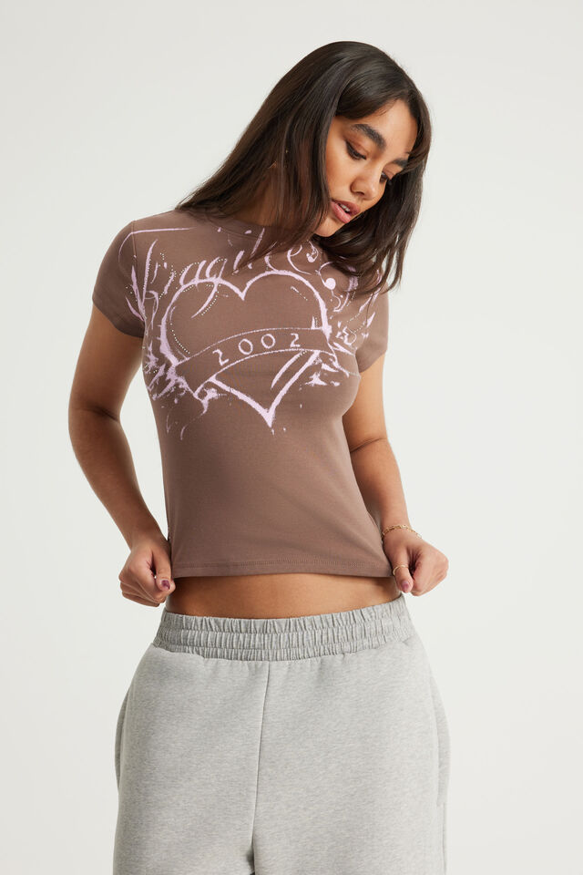 Fitted Graphic Tee, FRAPPE / FRAGILE