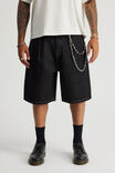 Open Gallery Baggy Denim Short, PLEATED BLACK RAW - alternate image 1