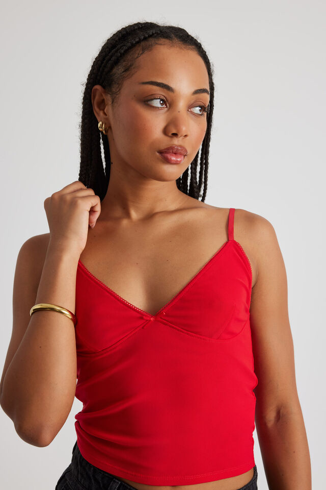 Sophia Mesh Cami, POST BOX RED