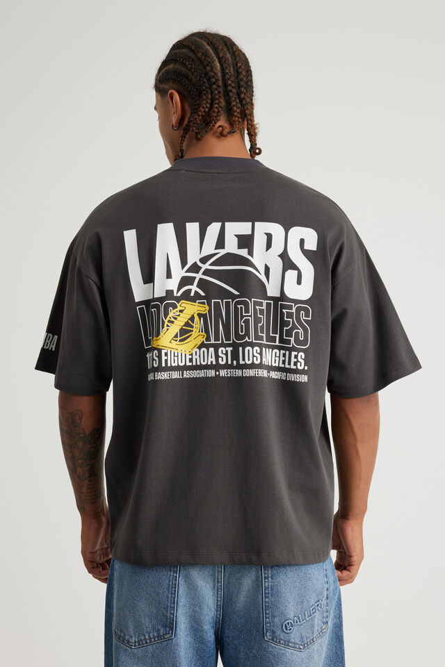 Box Fit Nba T Shirt, LCN NBA SLATE/LAKERS BALL