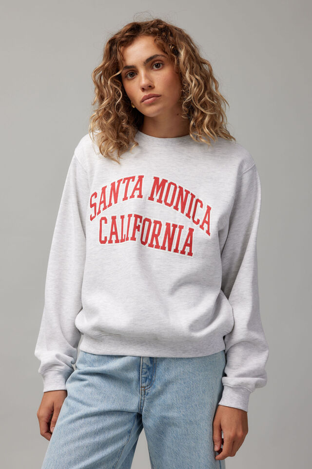 Graphic Crew Sweater, SILVER MARLE/SANTA MONICA