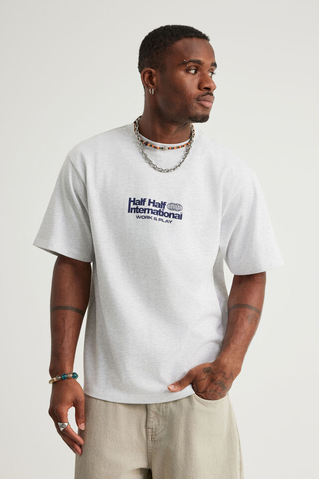 Half Half Heavyweight Core Fit Tshirt, HH SILVER MARLE/INTERNATIONAL