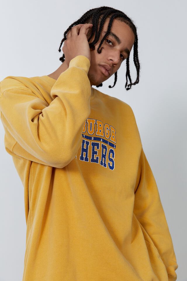 Oversized College Crew, LCN PIT WASHED YELLOW/PITTSBURGH