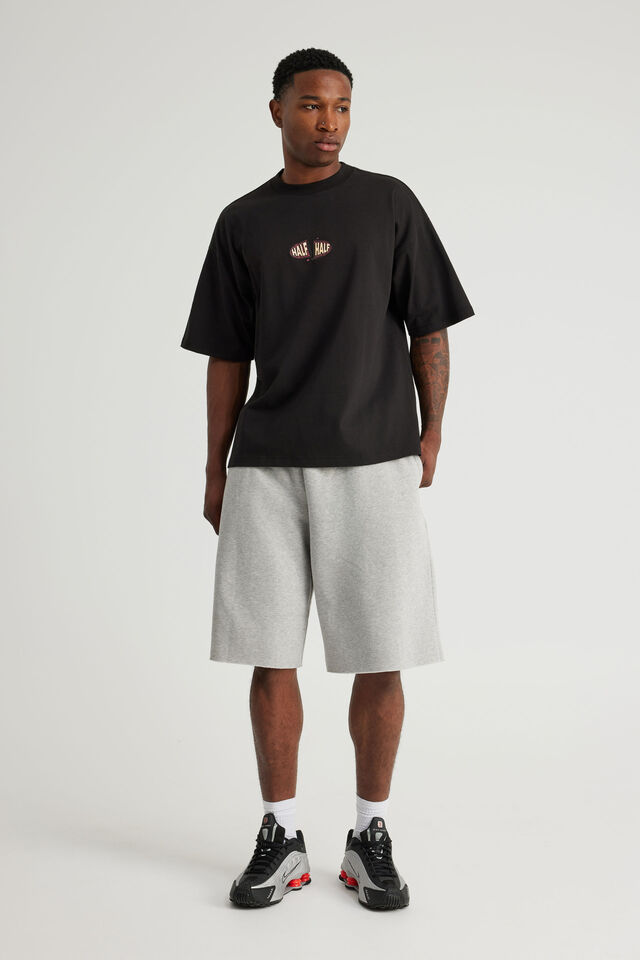 Half Half Heavyweight Box Fit Graphic Tshirt, HH BLACK/CRACKED