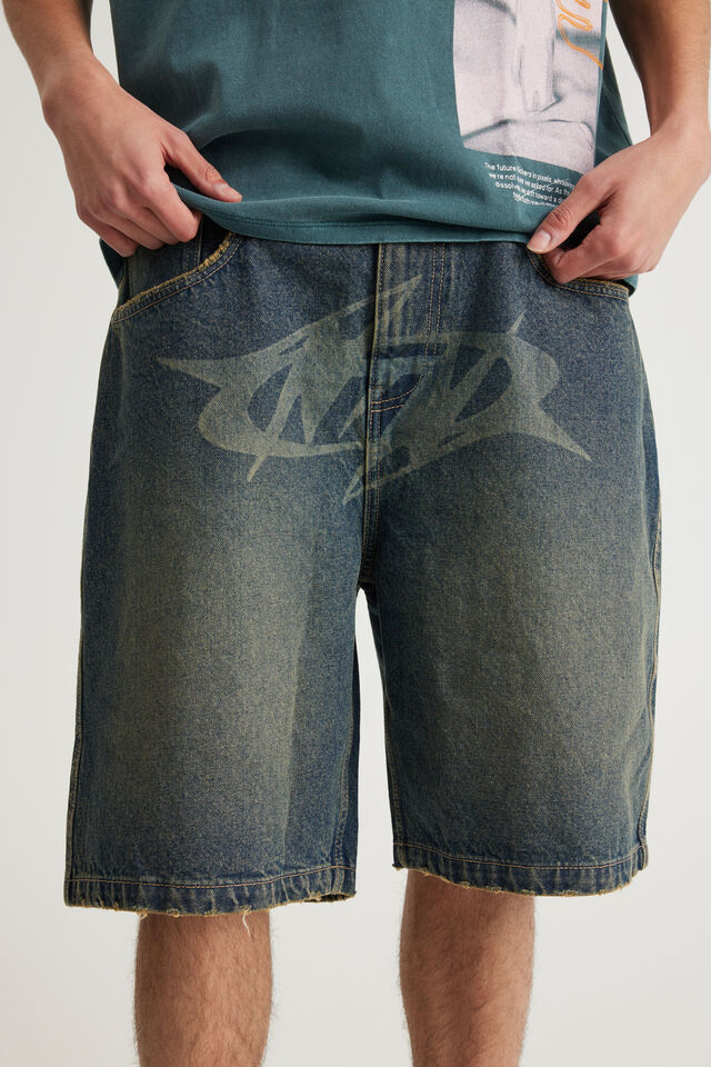 Notion Relaxed Baggy Denim Short, GOLD RUSH INDIGO