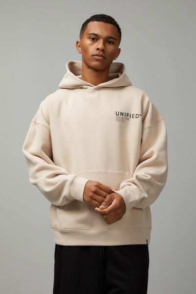 Unified Baggy Graphic Hoodie, BEIGE/UNIFIED WEST