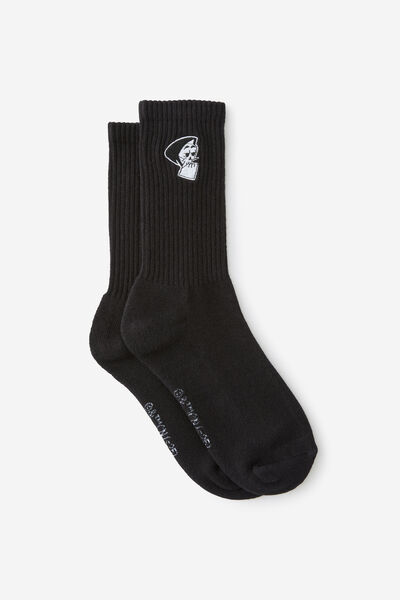 Unisex Rib Sock - Lcn, LCN CARTOON NETWORK GRIMM BLK