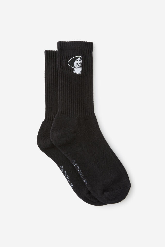 Unisex Rib Sock - Lcn, LCN CARTOON NETWORK GRIMM BLK