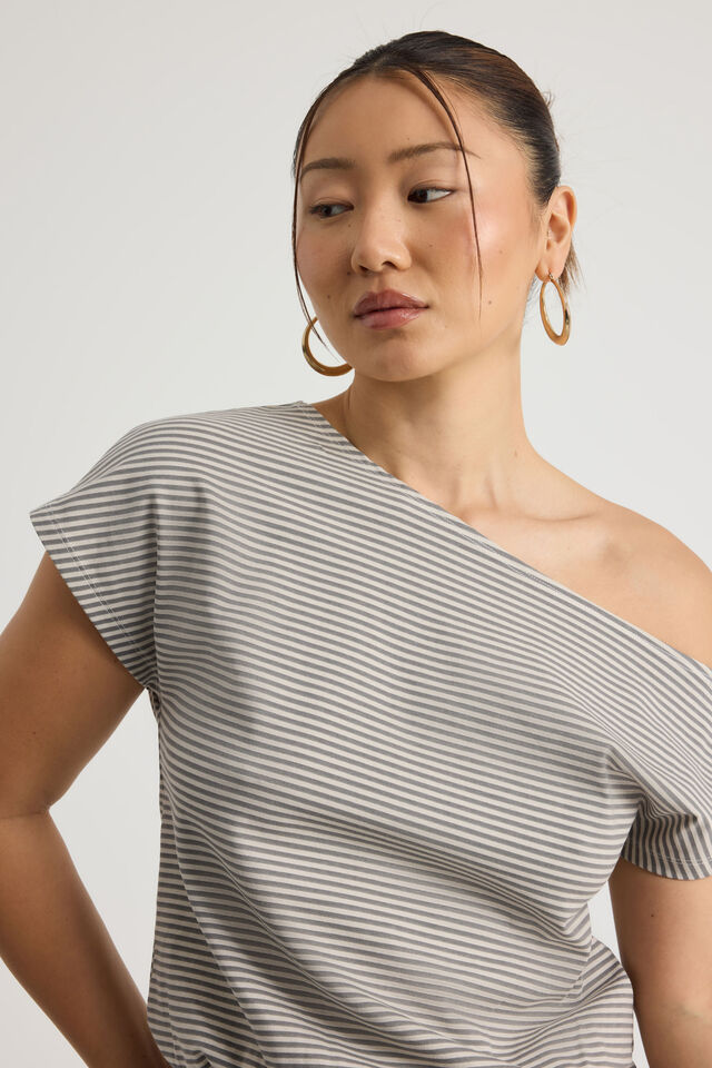 Batwing Longline Top, PUMICE/ASH GREY STRIPE