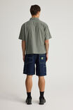 Half Half Painter Baggy Denim Short, RAW INDIGO/FAIRWAY GREEN - alternate image 3