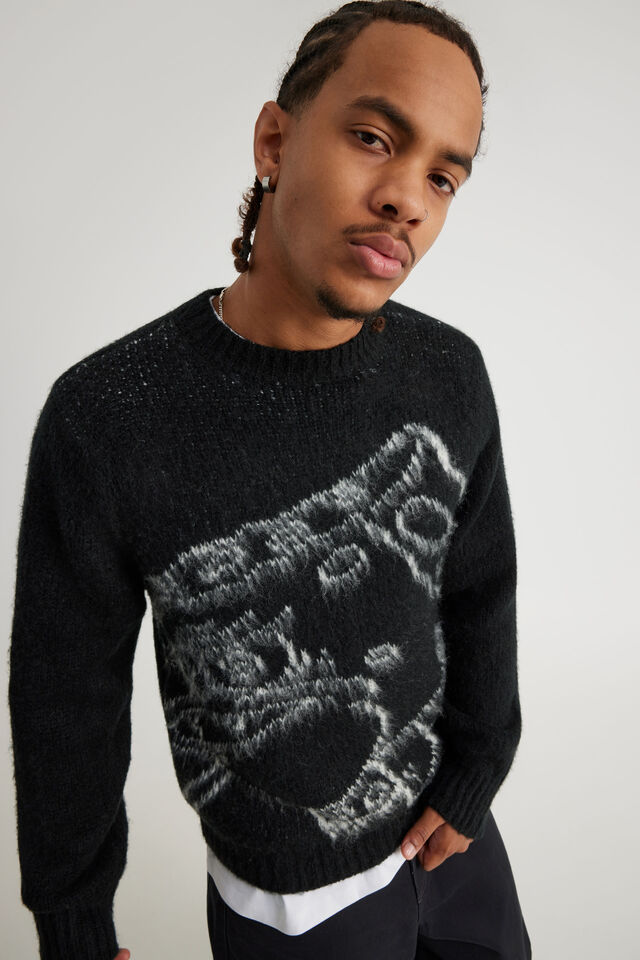 Spongebob Squarepants X Half Half Knit, LCN NIC BLACK/SPONGEBOB OUTLINE