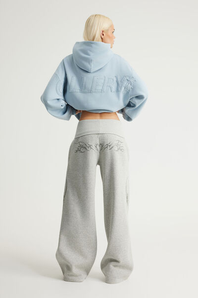 Wide Waistband Trackpant, NTN GREY MARLE/RHINESTONE CYBER
