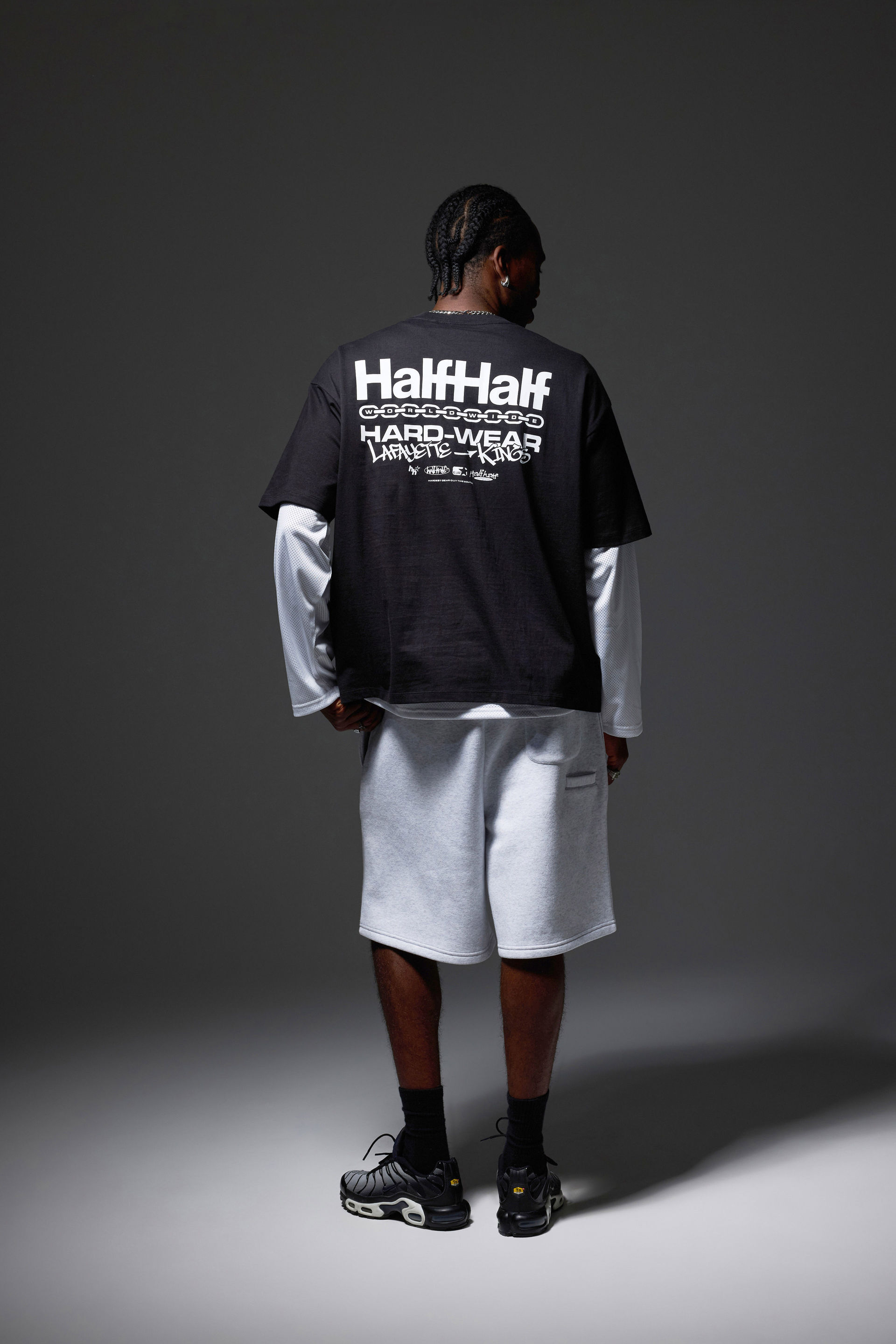 Men's Black Half Half Box Fit Graphic T Shirt | Factorie Australia