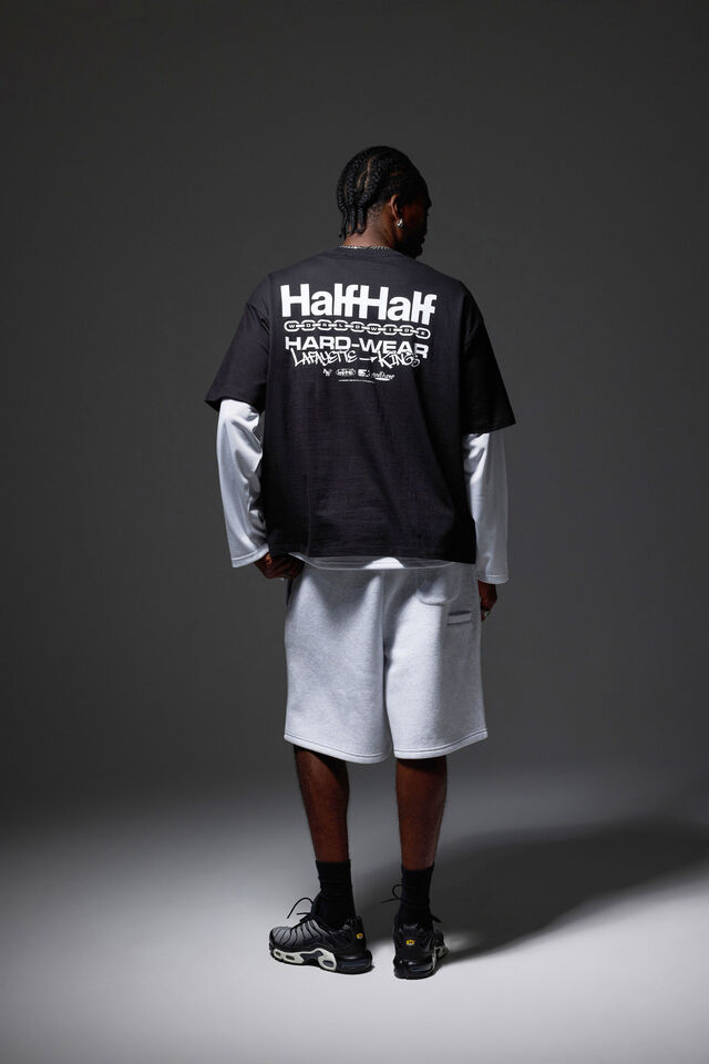 Half Half Box Fit Graphic T Shirt, HH BLACK/HARDWARE