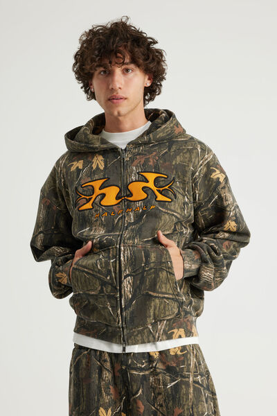 Half Half Zip Thru Hoodie, HH FORREST CAMO/GLOOP