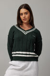 Addison Cable V Neck Jumper, IVY GREEN/NEW YORK - alternate image 5