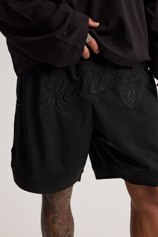 Nfl Basketball Short, LCN NFL BLACK/RAIDERS BLACK STEALTH