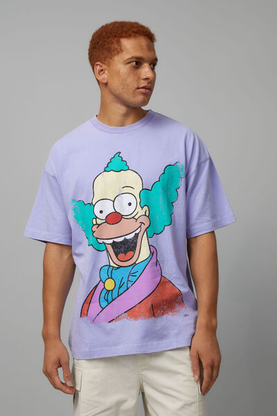 Oversized Simpsons T Shirt, LCN SIM WASHED LILAC SKY/KRUSTY HERO