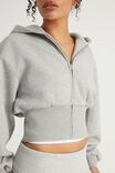 Authentics Shrunken Zip Through Hoodie, GREY MARLE - example image 4