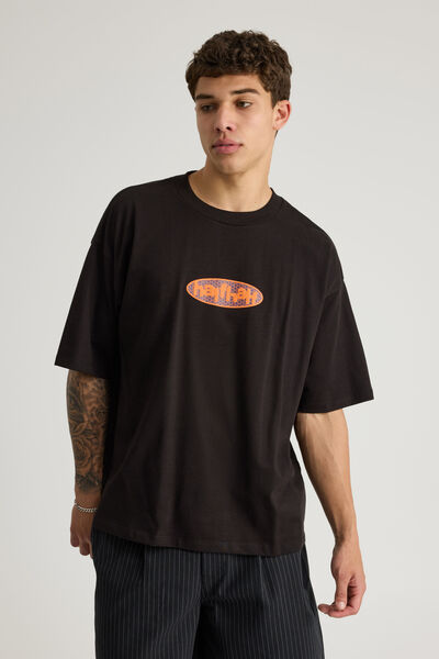 Half Half Heavyweight Box Fit Graphic Tshirt, HH BLACK/HALF HALF HIVE PILL