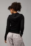 Fitted Zip Through Hoodie, BLACK - alternate image 2
