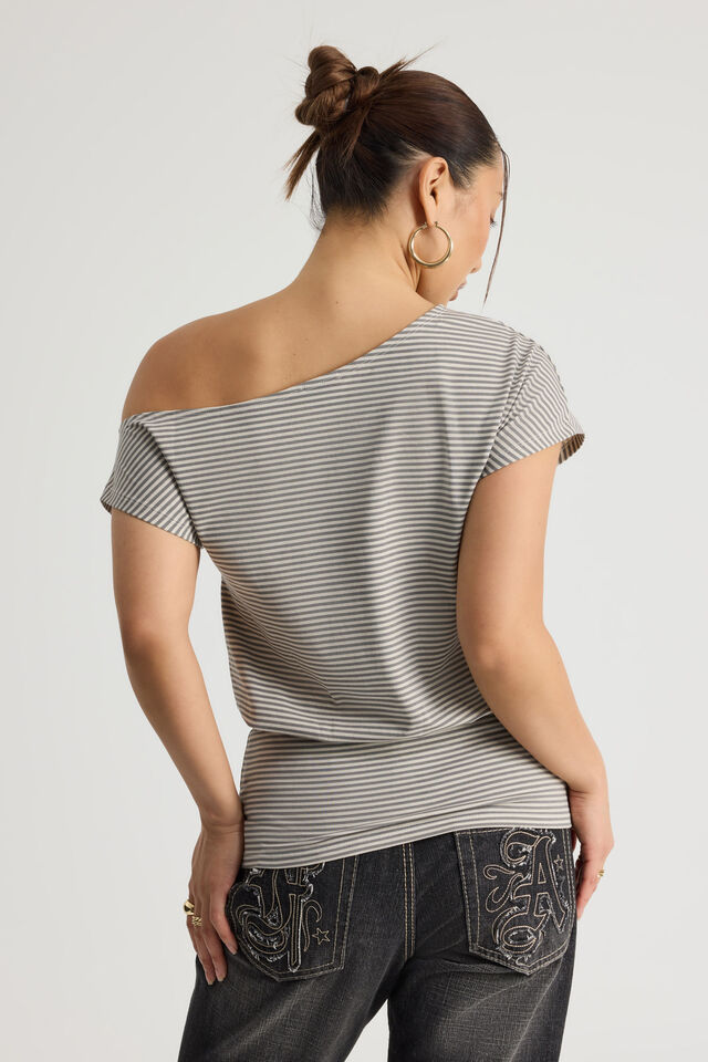 Batwing Longline Top, PUMICE/ASH GREY STRIPE