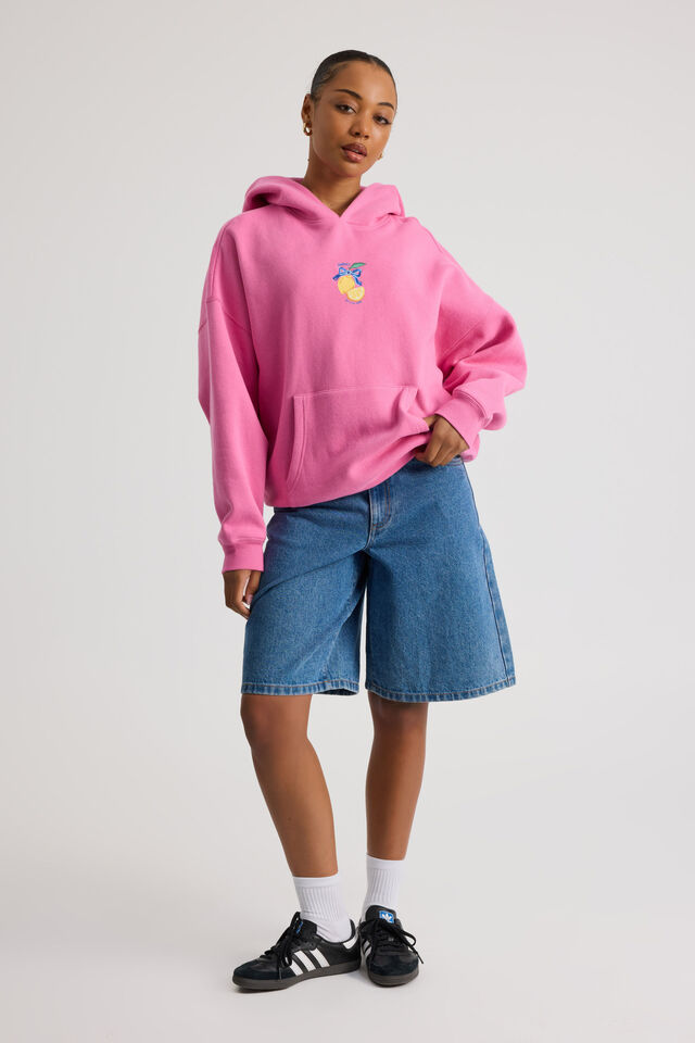Harley Slouchy Hoodie, WILD ORCHID/SOUR LEMONS