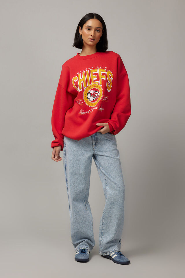 Lcn Nfl Classic Crew Neck Sweater, LCN NFL WASHED LYCHEE/CHIEFS
