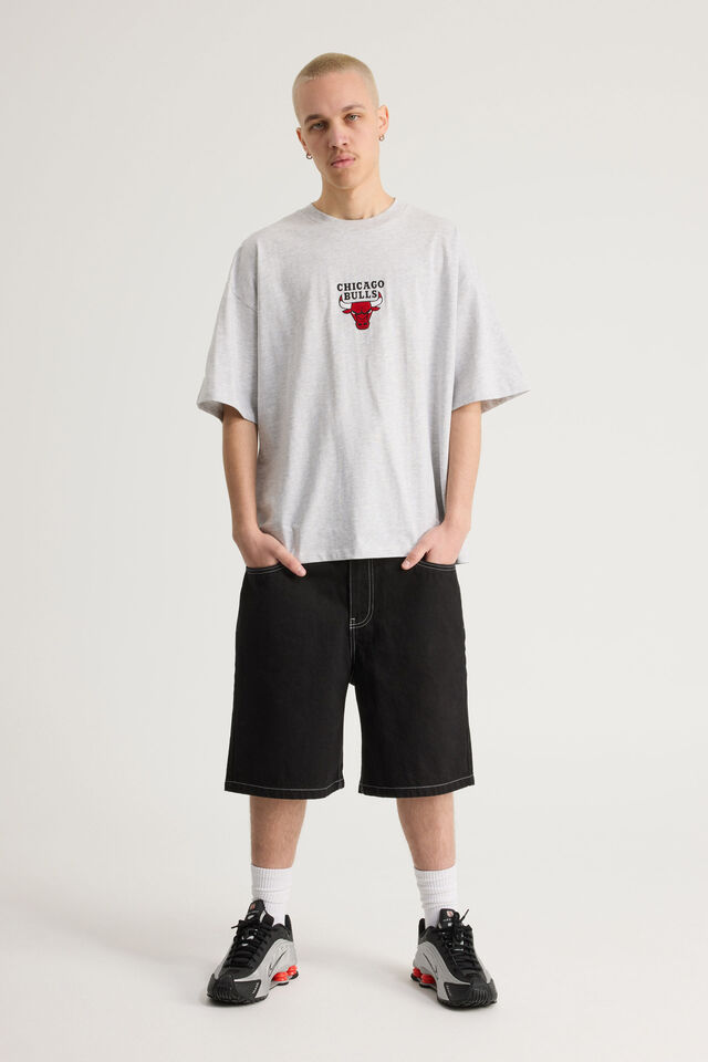 Box Fit Nba T Shirt, LCN NBA SILVER MARLE/CHICAGO BULLS SUPERSCRIP