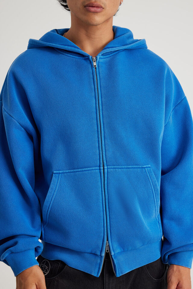 Authentics Boxy Zip Thru Hoodie, WASHED MADRID BLUE