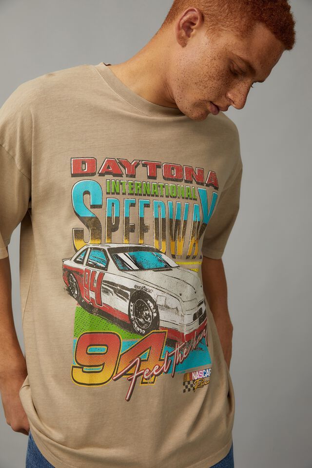 Oversized Nascar T Shirt, LCN NAC WASHED SANDY TAUPE/NASCAR SPEEDWAY