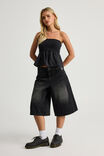 Juno Shirred Babydoll Bandeau, BLACK - alternate image 2