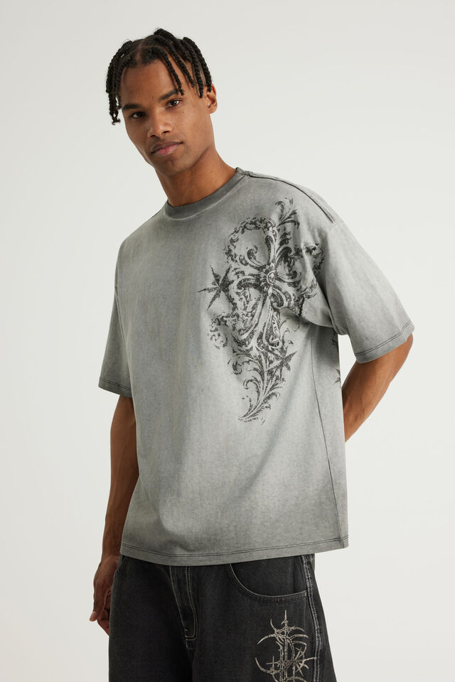 Notion Vintage Graphic Tshirt, NTN WASHED BLACK/SKULL N CROSS