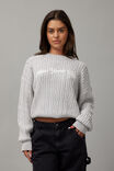 Lola Oversized Cable Knit Crew, SILVER/NEW YORK CITY - alternate image 2