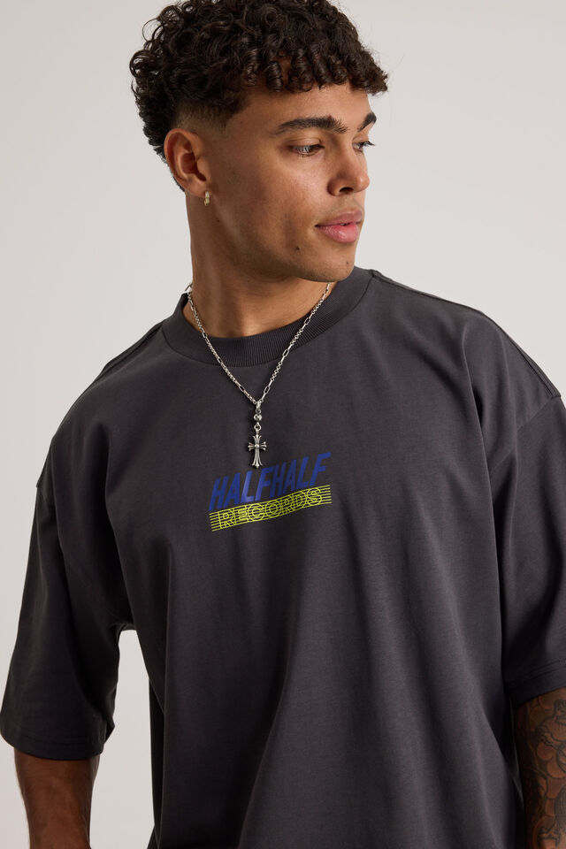 Half Half Heavyweight Box Fit Graphic Tshirt, HH SLATE/HALF HALF CASSETTE