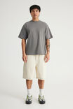 Half Half Baggy Denim Short, ECRU - example image 2