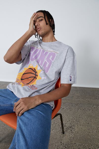 Oversized Nba T Shirt, LCN NBA GREY MARLE/PHOENIX SUNS STIPPLE
