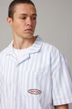 Boxy Cropped Short Sleeve Shirt, WHITE/BLUE OXFORD STRIPE - alternate image 5