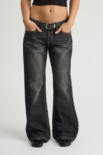 Luca Low Rise Bootleg Jean, BLACK AMEX