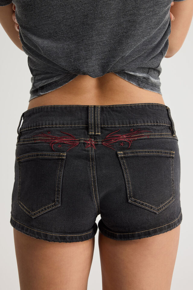 Tumblr Low Rise Booty Short, HEAVY WASH BLACK_STAR