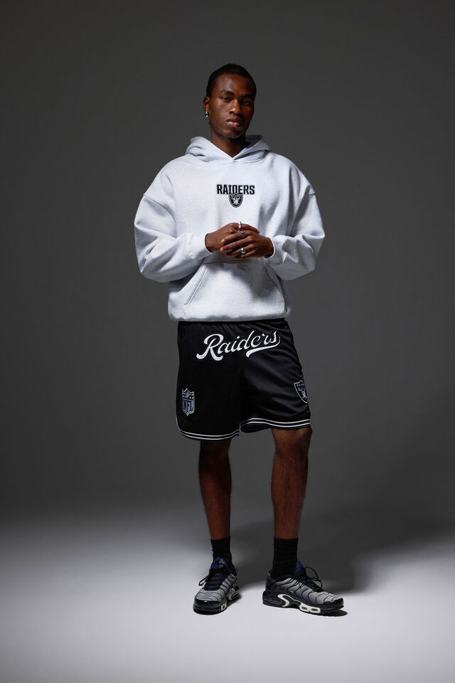 Nfl Basketball Short, LCN NFL BLACK/RAIDERS STRIPE HEM CLASSIC