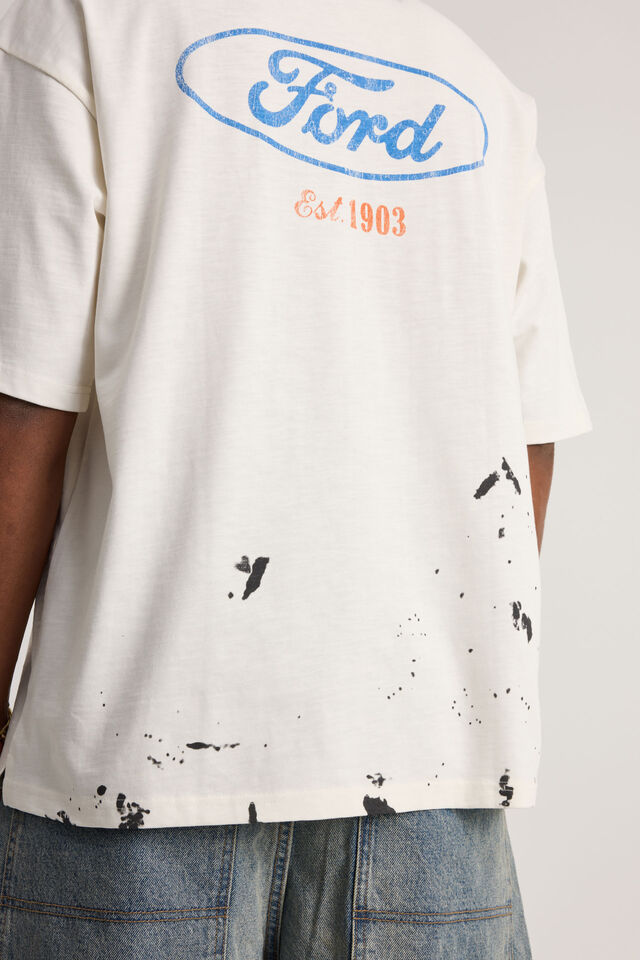 Ford Heavy Weight Box Fit Tshirt, LCN FOR CLOUD/FORD PAINT SPLATTER
