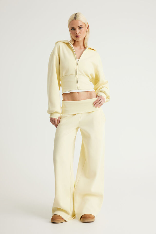 Wide Waistband Trackpant, LEMON BUTTER