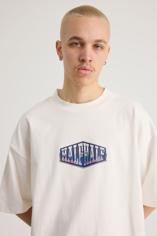 Half Half Heavyweight Box Fit Graphic Tshirt, HH CLOUD/HALF HALF CHROME