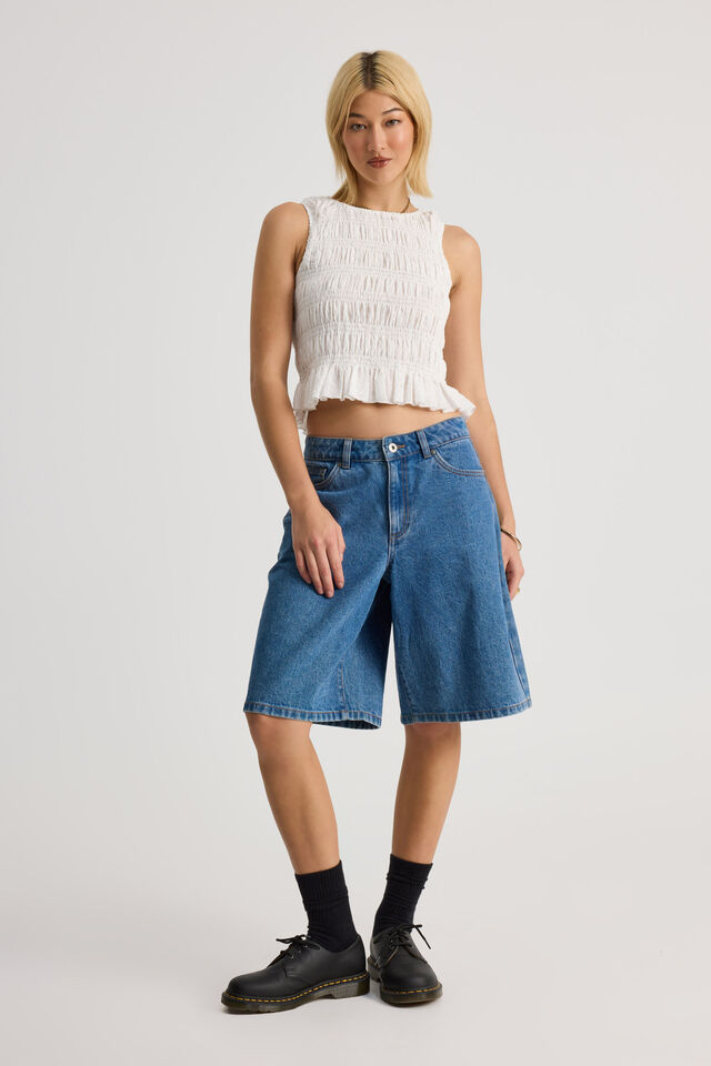 Ella Shirred Tank, WHITE