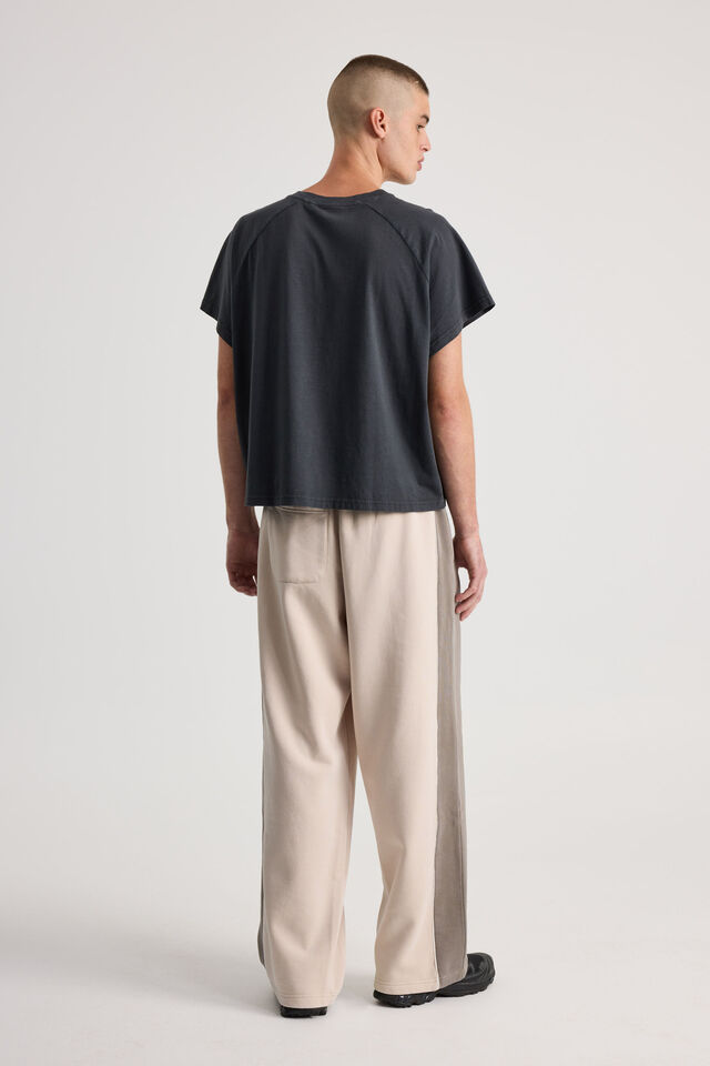 Half Half Baggy Trackpant, HH WASHED BEIGE/PANELLED Y2K