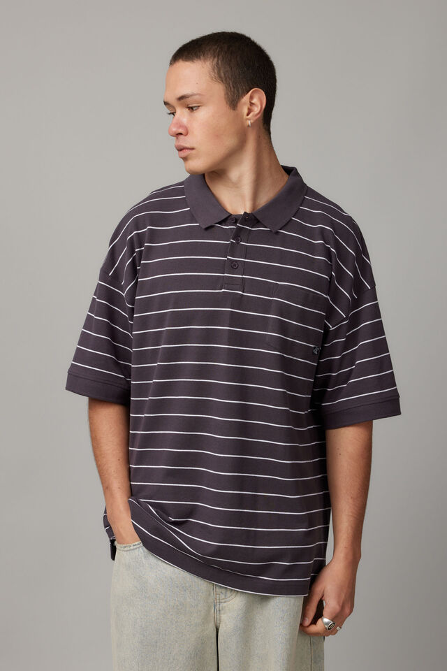 Oversized Polo, SLATE STRIPE