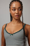 Lace Trim V Neck Tank, IVY GREEN / DOVE GREY STRIPE - alternate image 4