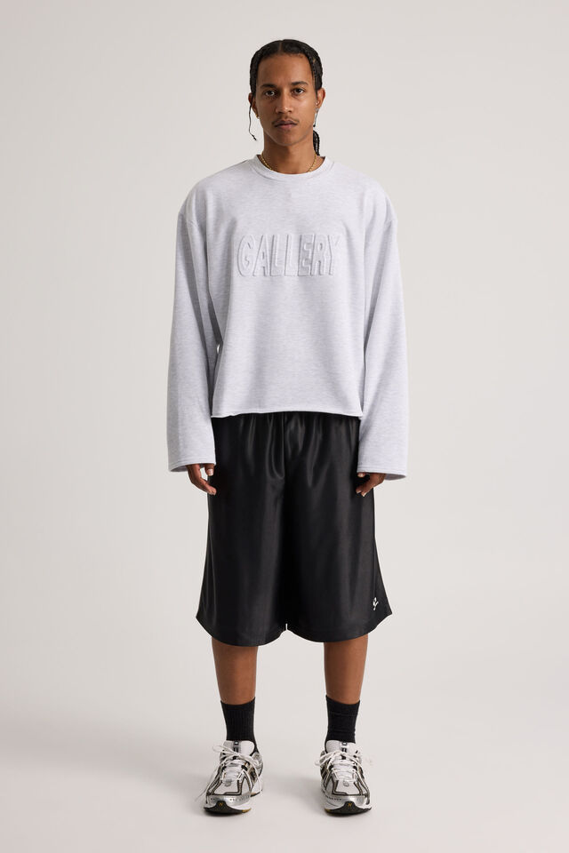 Open Gallery Loopback Crew, OG SILVER MARLE/SELF EMBOSSED