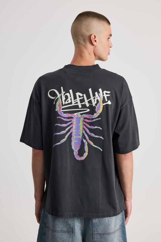 Half Half Heavyweight Box Fit Graphic Tshirt, HH WASHED SLATE/HEAT MAP